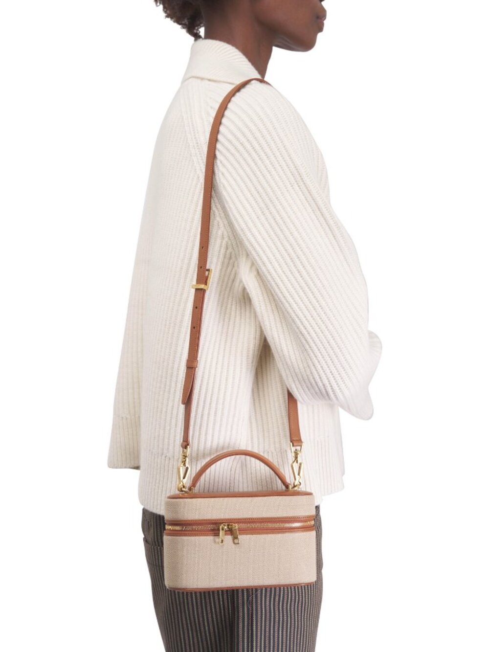 Saint Laurent Canvas Calfskin Mini Gaby Vanity Case Desert Dust Brick 834213 - Picture 13 of 15